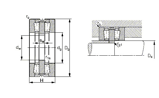 Taper roller thrust bearing for rolling mill bearings 351100 C